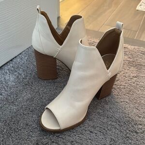 Pink Lily White and Brown Heeled Boots with Suede Finish